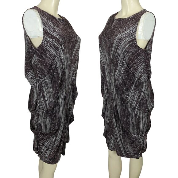 Vivienne Tam Women’s Brown White Dress Size M Abstract Print Sleeveless Draped - Picture 2 of 16